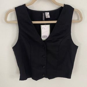 NWT H&M Cropped Black Vest Top